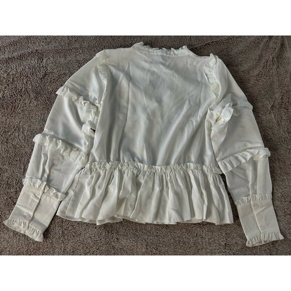 In The Style x Lorna Luxe ruffle trim blouse in white Size 20 New - Picture 12 of 16
